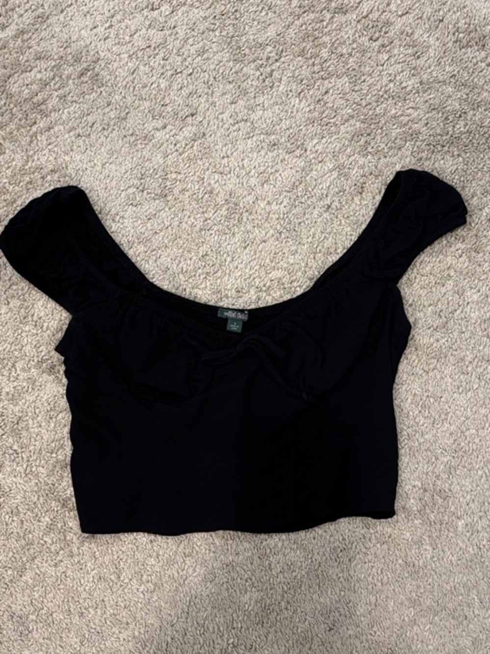 Wild Fable Black Ruffle Off-Shoulder Crop Top
